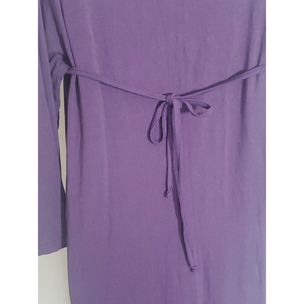 Olian Large Stretch Empire Waist Long Sleeve V-Neck Belt Purple Maternity Dress - Picture 8 of 11